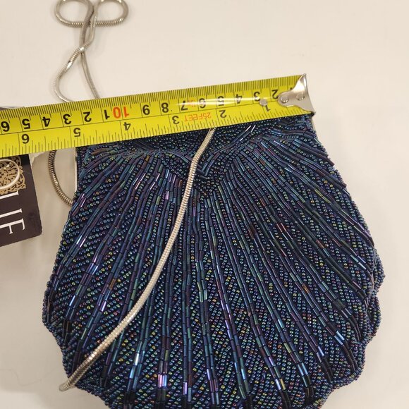 Vintage Baroque Blue Beaded Clutch Purse Woodward's 1980s NWT - Picture 6 of 9